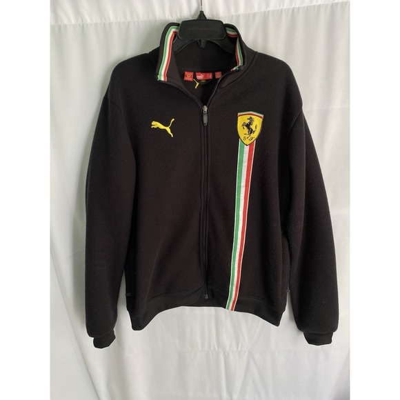 PUMA SCUDERIA FERRARI TRACK JACKET Mens Medium Black Full Zip F1 - Picture 1 of 4